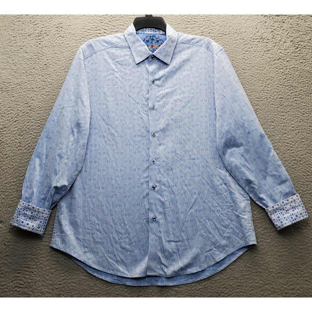 Robert Graham Shirt Mens XL Multi AOP Classic Fit Flip Cuff Collared Button Up